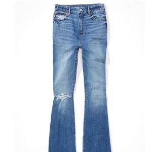 American Eagle curvy high waisted flare distressed